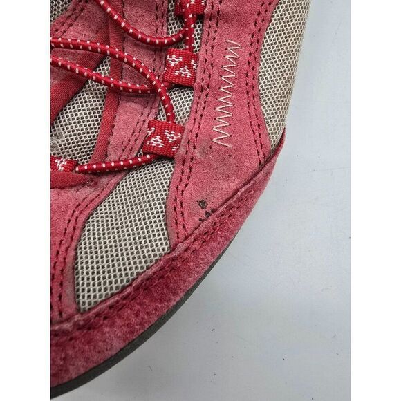 Red Suede & Mesh Womens Comfort Walking Shoes With Adjustable Strap Size 8 - Picture 10 of 11